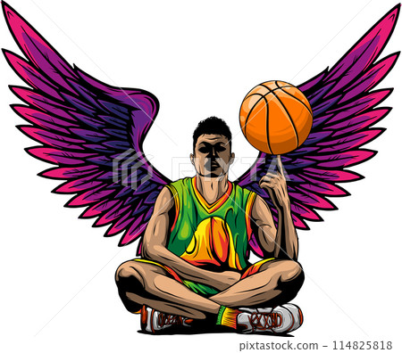 vector basketball player, ball on white background 114825818