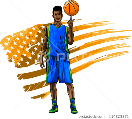 vector basketball player, ball on white background vector basketball player, ball on white background 114825871