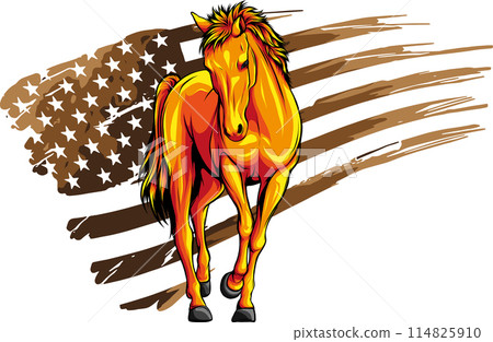 vector illustration of colored horse hand draw vector illustration of colored horse hand draw 114825910