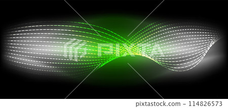 A green and white wave displayed against a black backdrop 114826573