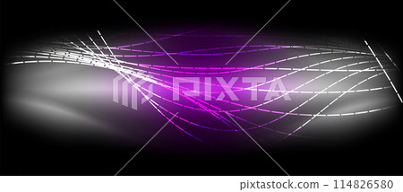 A purple and white wave design on a black background A purple and white wave design on a black background 114826580
