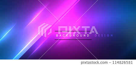 The dark blue and purple background features glowing neon lines 114826581