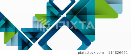 A blue and green geometric pattern is displayed on a white background 114826631