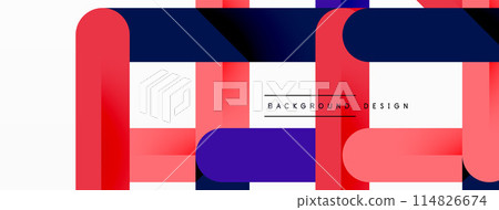 Design with red, blue, purple geometric pattern on white backdrop Design with red, blue, purple geometric pattern on white backdrop 114826674