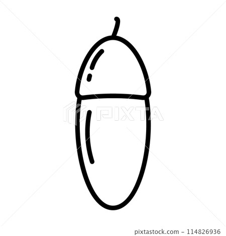 Stylized Outline drawn Acorn fruit Logo Icon Sticker Cards or web, promo design concept Isolated 114826936