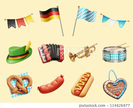 3D Oktoberfest festival element set 114826977