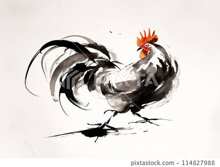 Chicken ink painting 114827988