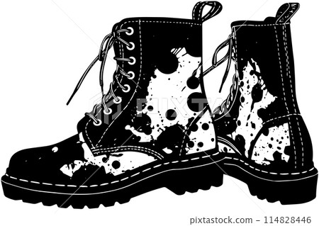 Vintage Military Boot Vector Illustration: Retro Grunge Army Footwear Design. Vintage Military Boot Vector Illustration: Retro Grunge Army Footwear Design. 114828446