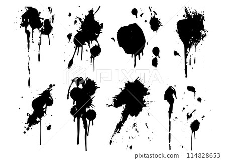 Ink Splatter Vector Collection: Abstract Grunge Blob Effects. Splash drop. 114828653