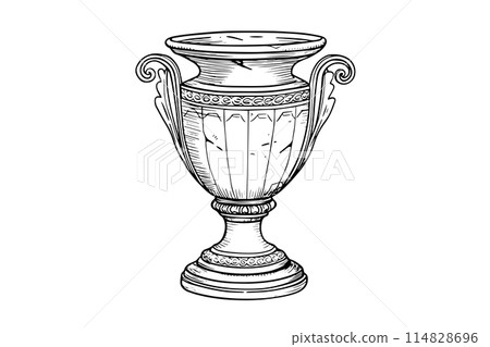 Set of ancient vase hand drawn ink sketch. Engraved style vector illustration. Set of ancient vase hand drawn ink sketch. Engraved style vector illustration. 114828696