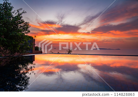 View of Cape Panwa beach at sunset, in Phuket, Thailand 114828863