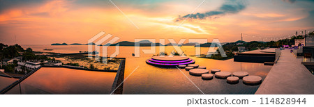 View of Cape Panwa beach at sunset, in Phuket, Thailand View of Cape Panwa beach at sunset, in Phuket, Thailand 114828944