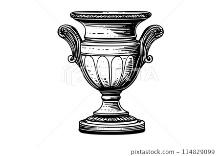 Set of ancient vase hand drawn ink sketch. Engraved style vector illustration. 114829099
