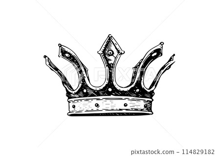Vintage crown hand drawn ink sketch. Engraved style vector illustration. 114829182