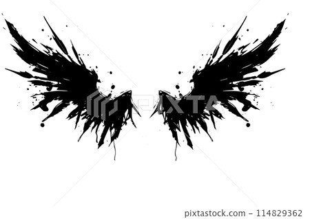 Graffiti-Inspired Angel Wings: Urban Paint Vector Art with Street Style. 114829362