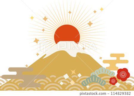 2025 Golden Mt. Fuji Japanese Pattern New Year's Card Template Illustration 2025 Golden Mt. Fuji Japanese Pattern New Year's Card Template Illustration 114829382
