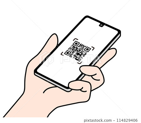Smartphone with QR code displayed Smartphone with QR code displayed 114829406
