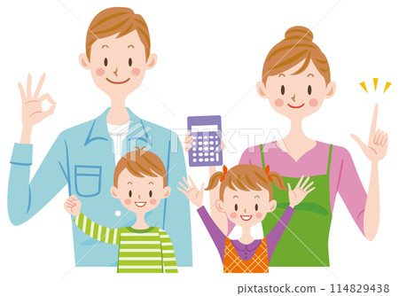 Housewife with calculator, family, saving, childcare, money 114829438