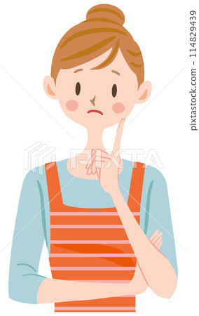 Troubled housewife, thinking woman, trouble, question Troubled housewife, thinking woman, trouble, question 114829439