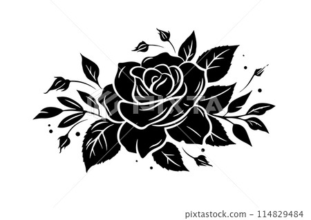 Vintage Rose: Hand-Drawn Floral Vector Logo Design. Tattoo design. 114829484