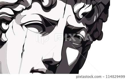 Michelangelo's David statue face color creative illustration. Background design. 114829499