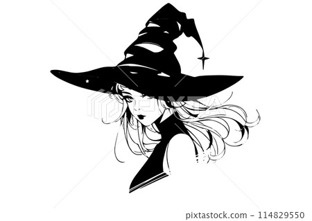 Witch enchantress hand drawn ink sketch. Engraved style vector illustration. 114829550