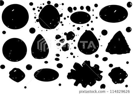 Abstract Vector Black Splash and Splat Background with Ink Blot Texture. 114829626