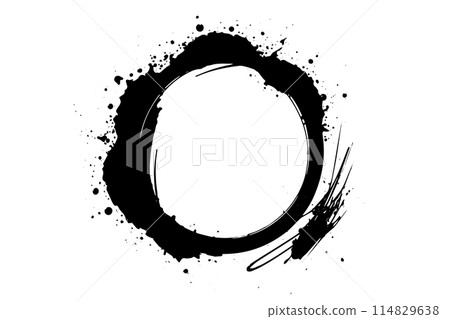 Abstract Grunge Vector Circle: Artistic Spray Paint Design with Texture and Splatter. 114829638