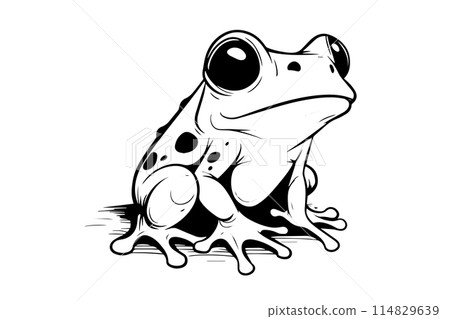 Cute frog or toad, animal art. Vintage vector drawing, etching illustration. Cute frog or toad, animal art. Vintage vector drawing, etching illustration. 114829639