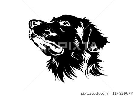 Dog Head Silhouette Vector Logotype Illustration. Cute Retriever Icon Art. 114829677