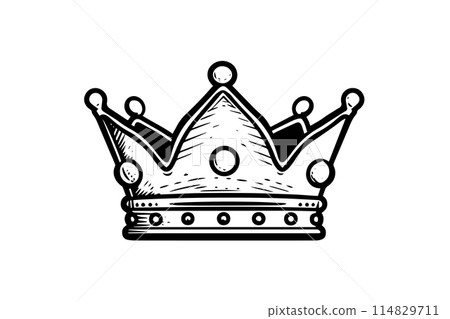 Vintage crown hand drawn ink sketch. Engraved style vector illustration. 114829711