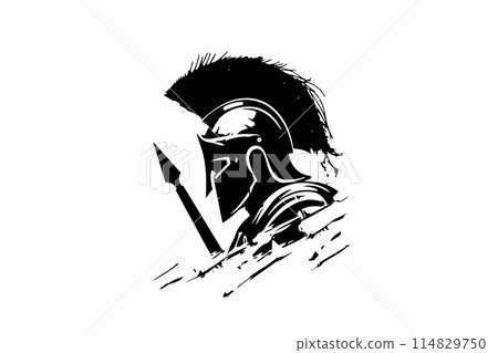 Spartan Warrior Logo Design Vector Illustration. Gladiator Icon. 114829750