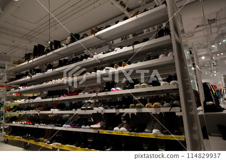 Interior of the shoe department of a shopping center in Bratislava Interior of the shoe department of a shopping center in Bratislava 114829937