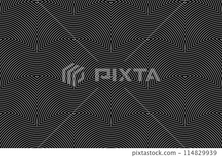 Abstract geometric pattern with stripes, lines. Seamless vector background. White and black ornament. Simple lattice graphic design. Abstract geometric pattern with stripes, lines. Seamless vector background. White and black ornament. Simple lattice graphic design. 114829939