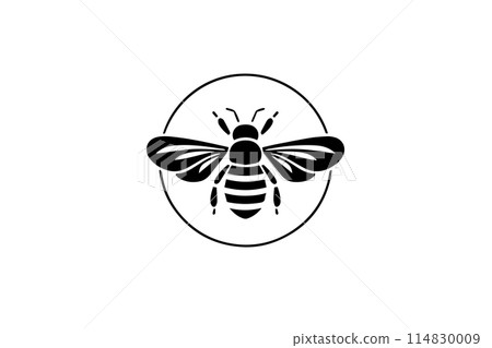 Bee Simple Icon: Organic Honey Brand Vector Logo. 114830009