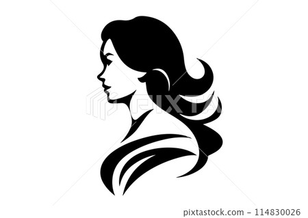 Beauty Logotype Icon: Vector Illustration of Elegant Woman's Silhouette. Beauty Logotype Icon: Vector Illustration of Elegant Woman's Silhouette. 114830026
