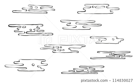 Horizontal brush stroke Japanese style cloud, E haze material illustration Horizontal brush stroke Japanese style cloud, E haze material illustration 114830027