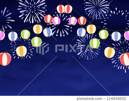 煙火和彩燈背景素材插畫 煙火和彩燈背景素材插畫 114830032