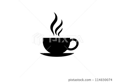 Vector Coffee Cup Logotype Icon: Vintage Simple Illustration of Hot Espresso. Vector Coffee Cup Logotype Icon: Vintage Simple Illustration of Hot Espresso. 114830074
