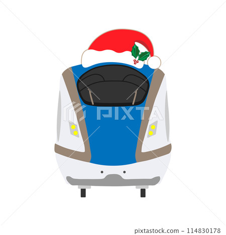 Illustration of the Hokuriku Shinkansen E7 W7 series wearing a Santa Claus hat 114830178