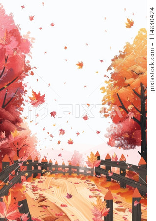 秋天風景插畫 秋天風景插畫 114830424