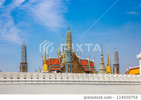 Temple Wat Phra Kaew is in the Royal Palace of Bangkok, Thailand. It is a popular place and destination for tourists around the world. Temple Wat Phra Kaew is in the Royal Palace of Bangkok, Thailand. It is a popular place and destination for tourists around the world. 114830758