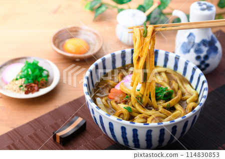 Curry udon, extra thick noodles, Sanuki udon 114830853