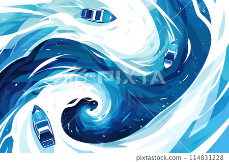 Naruto whirlpools and ship sailing boats 114831228