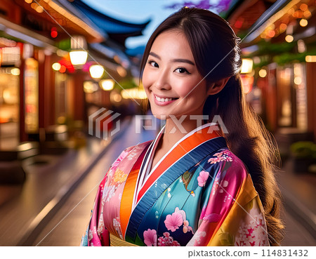 一個穿著漂亮和服的女人 114831432