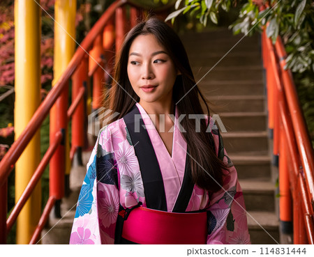 一個穿著漂亮和服的女人 114831444