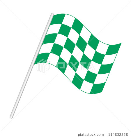 Green and white checkered racing flag. Special version of the end of session flag in certain races, displayed at the finish line, and used as prize, photographed together with the winner and trophy. Green and white checkered racing flag. Special version of the end of session flag in certain races, displayed at the finish line, and used as prize, photographed together with the winner and trophy. 114832258
