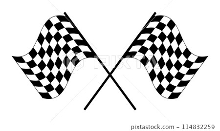 Crossed checkered racing flags. End of session flag displayed at the start and finish line to indicate the officially finished race, and is associated with the winner of the game. Illustration. Vector Crossed checkered racing flags. End of session flag displayed at the start and finish line to indicate the officially finished race, and is associated with the winner of the game. Illustration. Vector 114832259