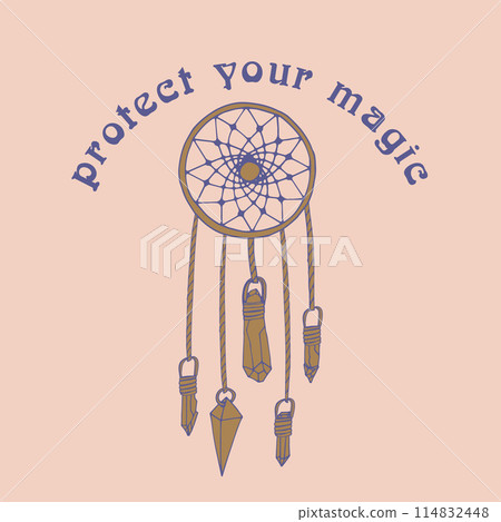 Mystical quote Protect your Magic with dream catcher 114832448