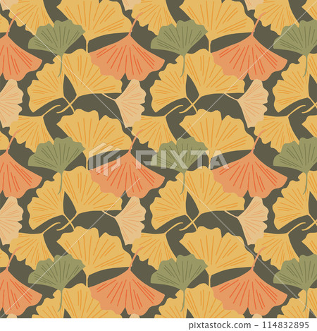 Ginkgo leaf geometric seamless pattern 114832895